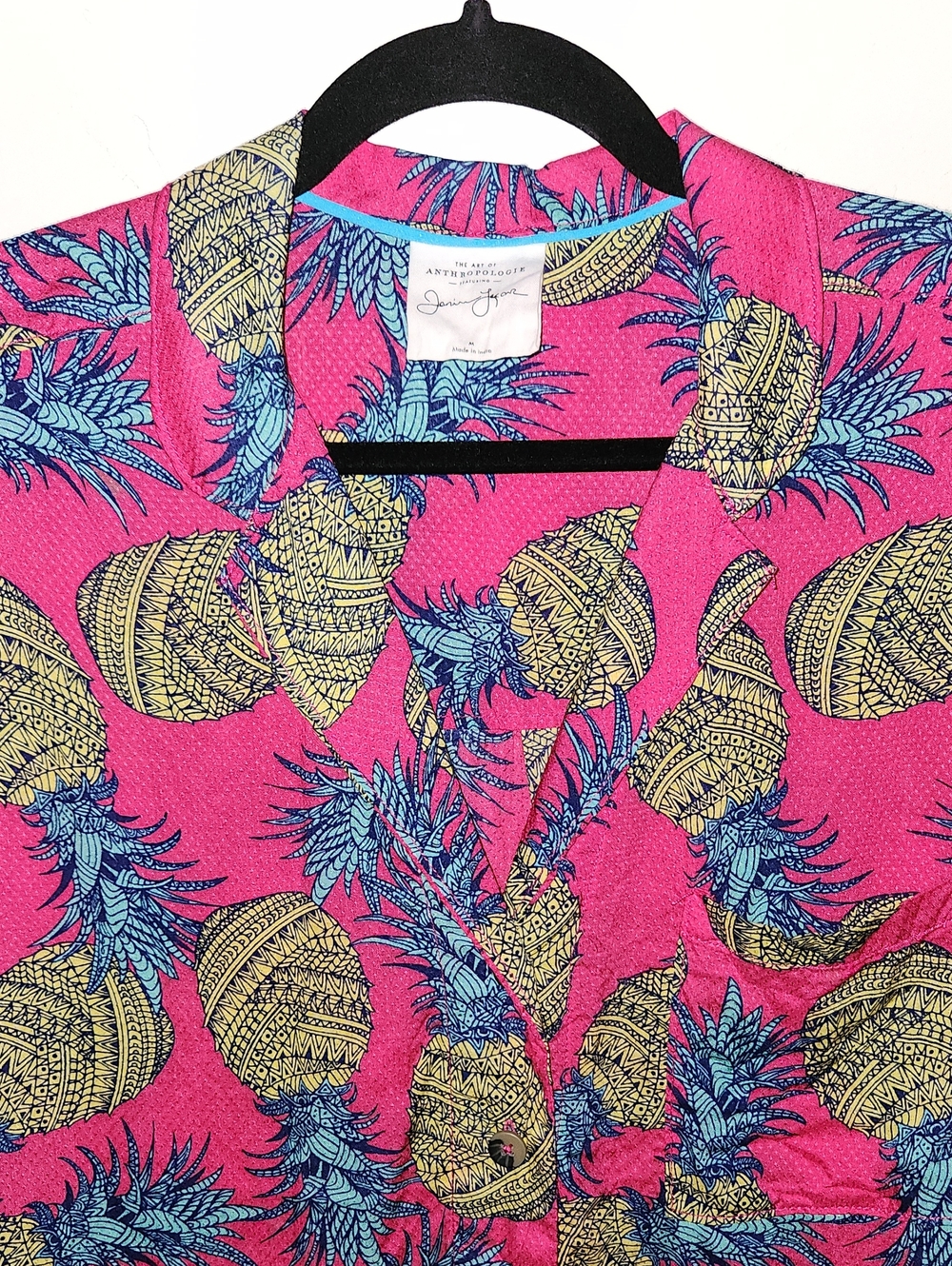 Anthropologie Janine Lecour Pineapple Buttondown Size Medium - Picture 4 of 6